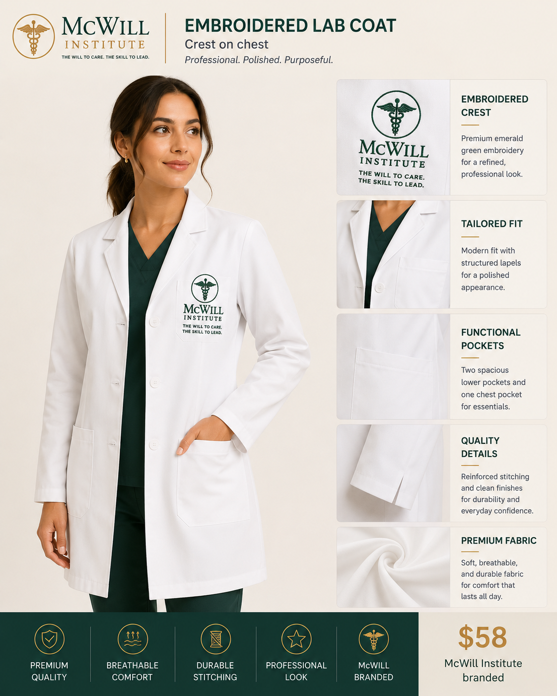 Embroidered Lab Coat